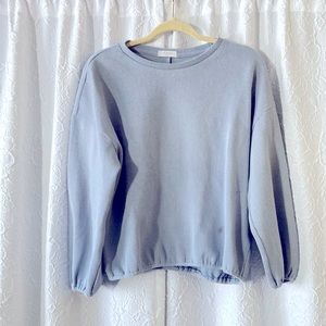 Light blue crew sweater size Large gray quality& condition brand: Elodie